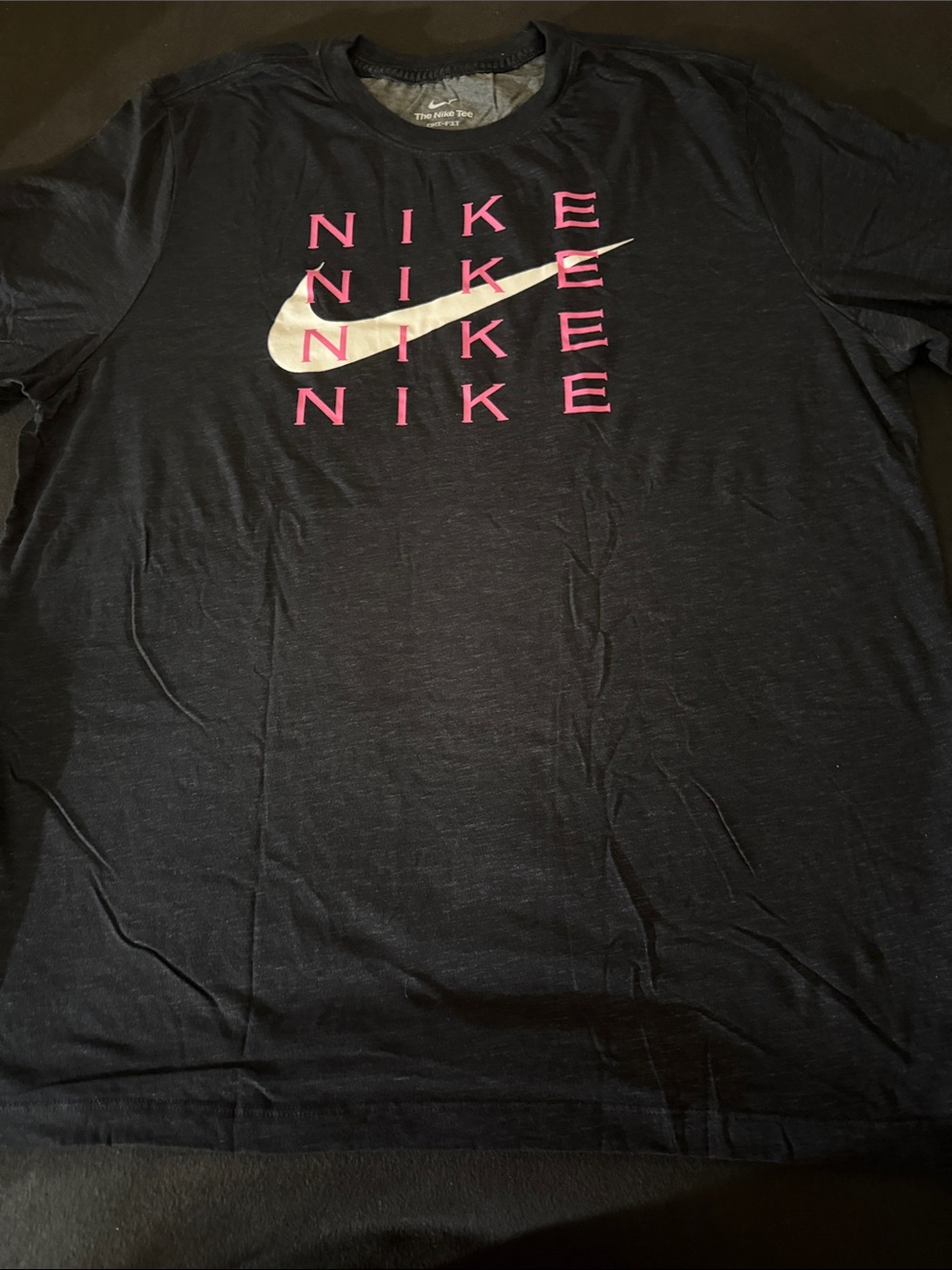 Nike Black Short-Sleeve Tee with Pink Logo and White Swoosh